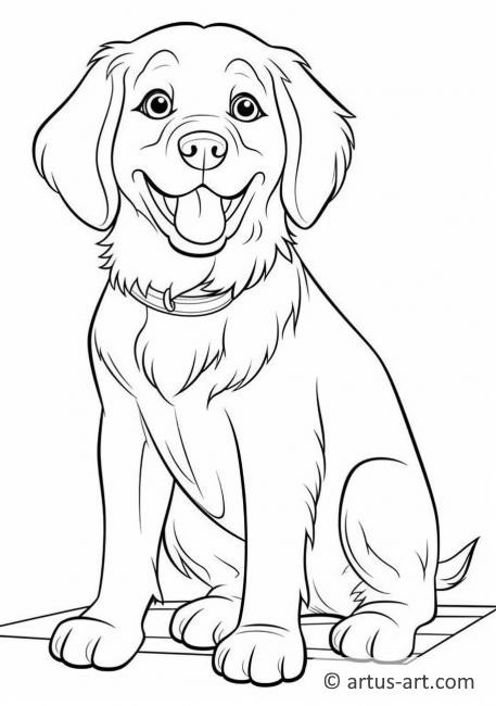 Cute Golden retriever Coloring Page